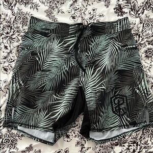 Born Primitive Black and Green Performance Shorts